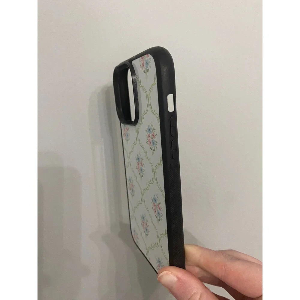 iPhone 14 Pro Max Case Cream Black Floral Trellis Vintage Cottagecore Aesthetic